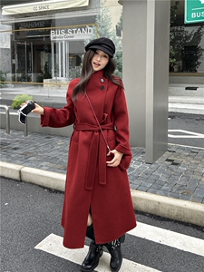 2025新款双面羊绒长款女宽松阔版立领羊毛大衣韩系显瘦呢子外套冬图片