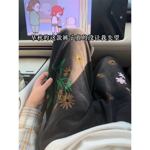 小雏菊刺绣经典款直筒牛仔裤，A061-AN01601-特P40-视频截图图片