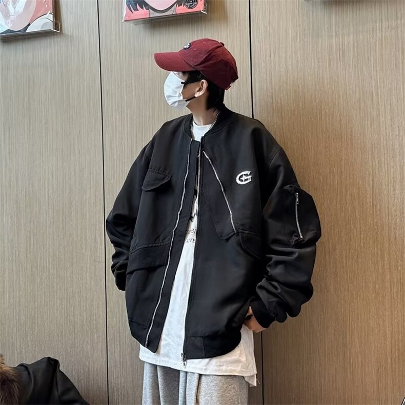美式高街棒球服男韩版潮流痞子帅2023秋冬季ins宽松外套W5081-P62图片