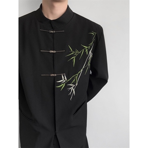 现货 25秋冬新中式礼服婚礼西装竹叶刺绣金属盘扣西装xz120-p128图片