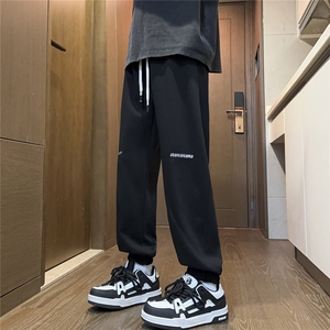 2025秋冬装华棉刺绣休闲裤宽松卫裤潮男 K8766/特P35 黑色图片