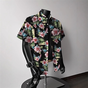 图夏威夷花衬衫夏季短袖宽松沙滩薄款冰丝衬衣 ZC6027-P28，男装T恤，电商A025