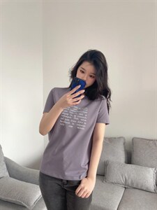 新款韩版时尚百搭休闲字母印花简约短袖T恤图片