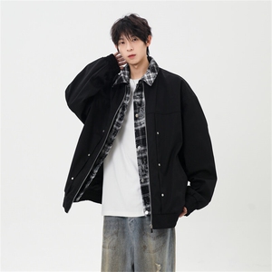 2025上新休闲痞帅工装翻领假二件夹克得物二开XZ301b-2-JK2589P78图片