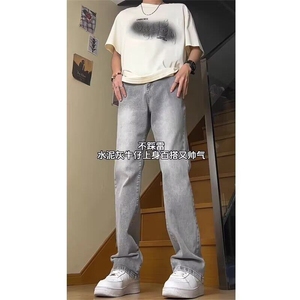 复古弹力牛仔裤男款2025新款春秋美式高街裤子直筒裤痞帅微喇图片