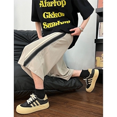 2025夏季新款潮牌泡泡斜针织蕾丝花边休闲七分裤男2553特批41控78，男装休闲裤，电商C305A