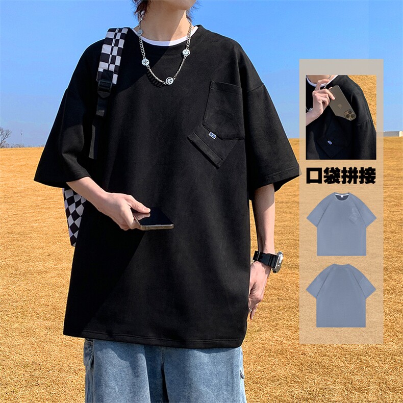 240克麂皮绒短袖T恤大码宽松重磅刺绣男T109-1-T23610-P28,男装T恤,星座109-1