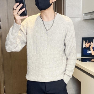 8525-特P40男士圆领针织衫加厚保暖纯色套头线衣打底衫帅气图片