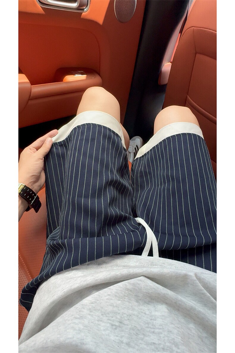 A2161TP25无差价-夏季新款2025休闲条纹短裤男潮流宽松五分裤子,男装牛仔裤,电商B241
