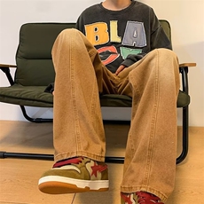 美式vibe裤子ins高街潮黑灰色牛仔裤男宽松直筒G3086P45，男装牛仔裤，星座1116-2