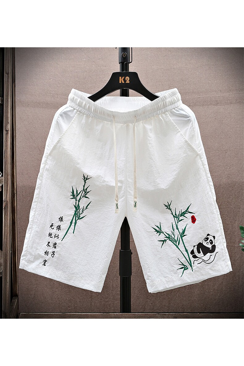 风大刺绣短裤男中式休闲百搭五分裤沙滩裤XZ310B-3-DK1903-P27,男装牛仔裤,星座310B-3