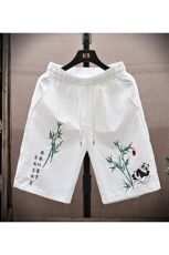 风大刺绣短裤男中式休闲百搭五分裤沙滩裤XZ310B-3-DK1903-P27，男装牛仔裤，星座310B-3