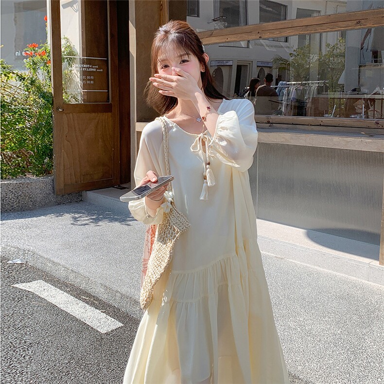 休闲减龄甜美连衣裙女夏2025新款法式绝美显瘦气质高级感洋气长裙,女装连衣裙,2C016