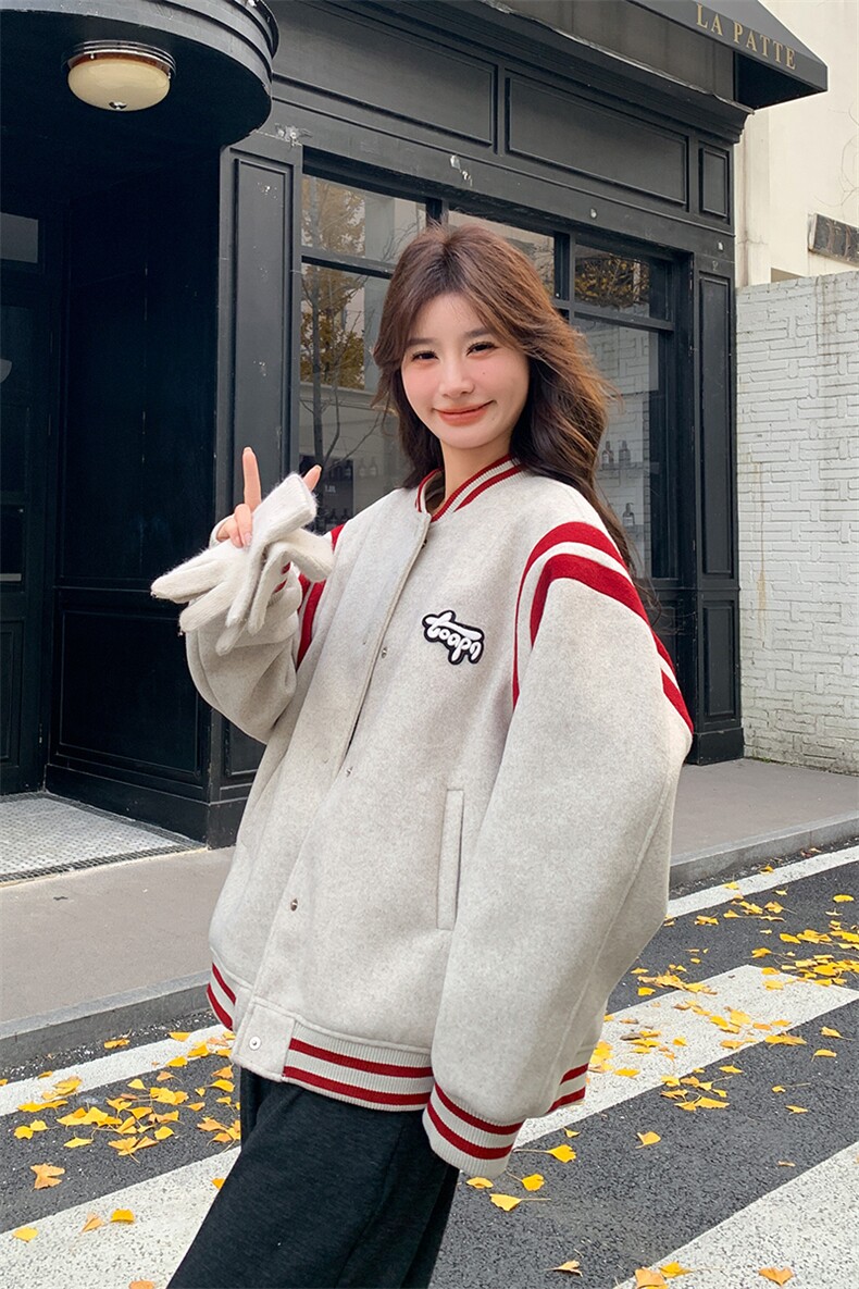 韩版时尚学院风加厚羽绒棒球服女2025冬季新款显瘦保暖白鸭绒外套,女装羽绒服,纯色衣恋