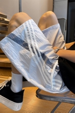 特批P24无差价夏季三条杠拼色印花复古时尚大码休闲短裤男DK5881，男装休闲裤，电商A001-1