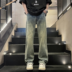 美式潮流高街微喇复古宽松水洗牛仔裤K2374P55，男装牛仔裤，电商D325