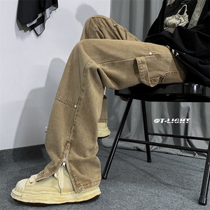 B221 2023秋冬 美式ins高街小众铆钉工装牛仔裤 LK22075-P65 控88图片