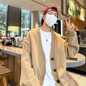 秋冬新款V领羊绒开衫男女气质百搭带兜羊毛衫针织外搭M333/P54