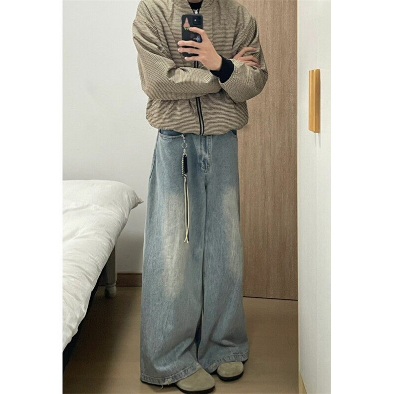 双面穿卫衣夹克美式复古格纹百搭街头嘻哈宽松拉链开衫上衣外套,男装夹克,星座601-1