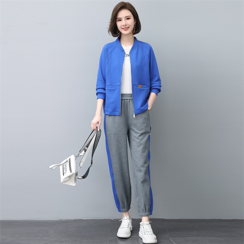 运动服套装女春秋2023年秋装新款时尚妈妈洋气卫衣秋季休闲两件套,女装套装/套裙,依恋蒂丝