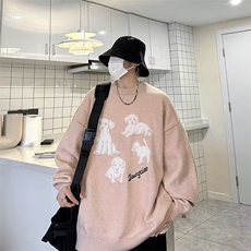 复古兔子剪影水貂毛圆领毛衣男秋季宽松情侣装M5665P50，男装针织衫/毛衣，星座1116-2