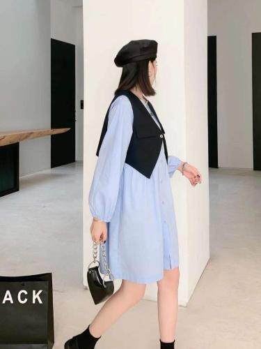 链条马甲两件套连衣裙，现货两个尺码，女装马夹，依柏璐