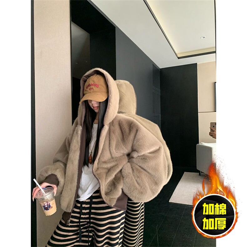 两面穿现货重磅短款座山雕棉衣男女双面穿毛毛绒棉服加厚外套,男装棉衣,电商A443