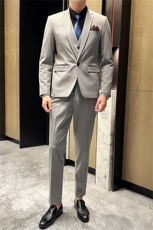 西服套装男西装男士商务休闲职业装修身新郎伴郎结婚三件套礼服潮，男装西服套装，星座505-2（原电商A260-1)