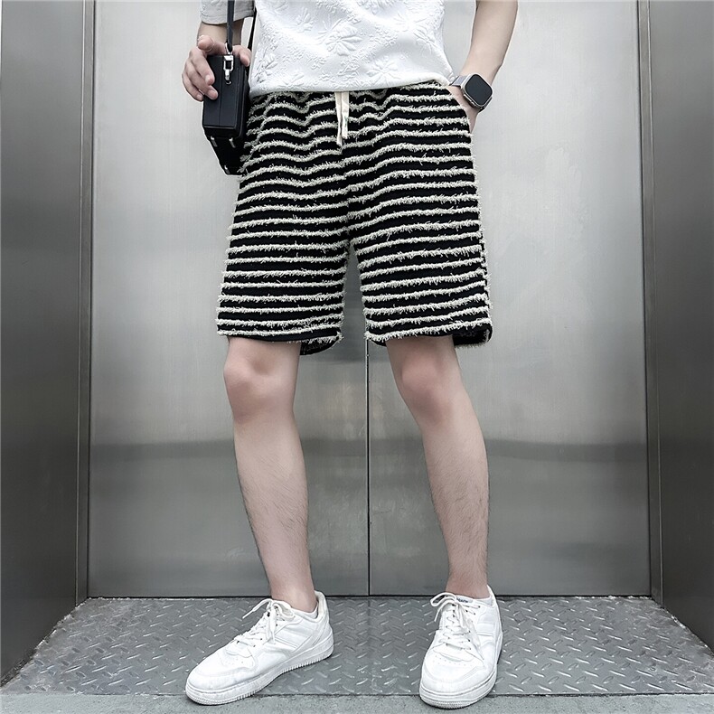 301C-DK34-48控68条纹休闲短裤男潮牌痞帅高级感社会小伙店主风,男装牛仔裤,星座301C（原B323）