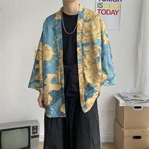 夏季 大码港风日系外套防晒服和服开衫薄款道袍披风汉服 F12/P40图片