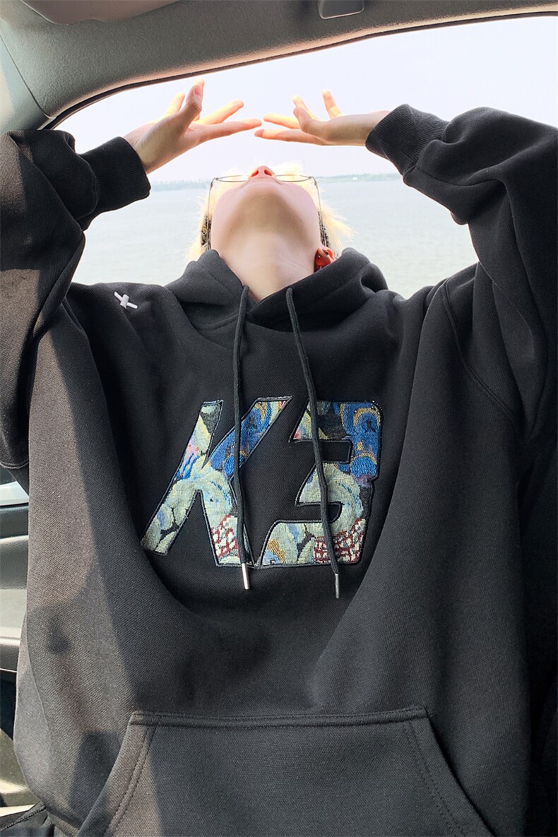 450克秋冬刺绣重磅连帽宽松卫衣男B208-WY3607-P65控98,男装卫衣,电商B208