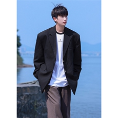 2026港风潮流金属装饰西服男大码M-5XL简约西服男XF77069P85控128，男装西服，星座227-7