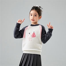 优质精选100%羊毛衫秋冬新款卡通毛衣女童加厚圆领长袖宝宝针织衫，童装儿童羊毛衫，初丹羊绒童装