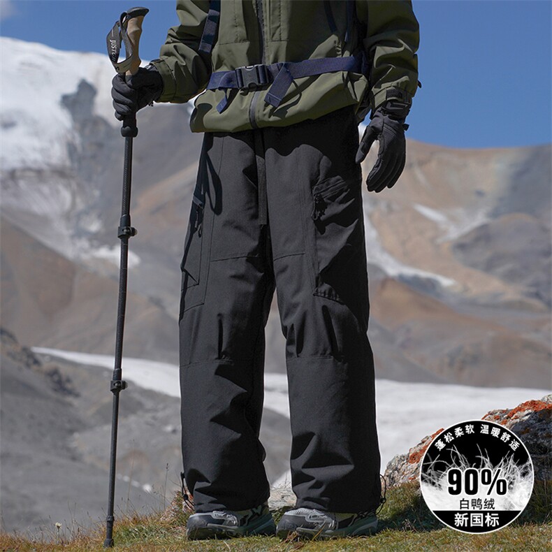 羽绒裤男士款登山长裤2025冬新款户外穿骑行三防休闲工装裤P115，男装棉裤，电商D310B