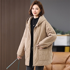 2025冬季时尚休闲夹棉加厚保暖舒适中长款棉服，女装棉衣/棉服，独衣靓