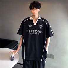 条杠设计感宽松百搭休闲舒适男女同款个性复古短袖T恤T900-P38，男装T恤，电商C307
