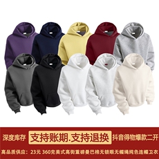 无帽绳版二开秋冬美式高街重磅曼巴棉纯色连帽卫衣外套X056，男装卫衣，电商A486-1
