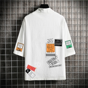 HF59121-P40风汉服男开衫外套七分袖道袍 网格挂拍图片