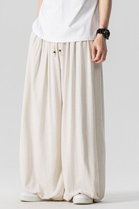 夏季新款 大码日系风亚麻棉麻休闲直筒阔腿裤潮男女 K303/P75图片