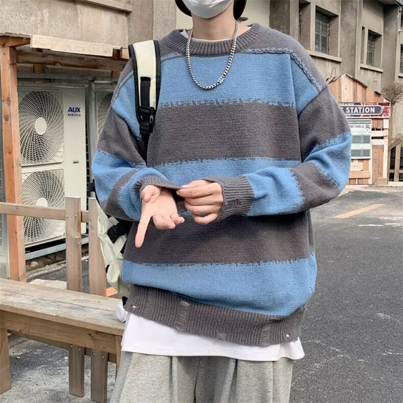 美式圆领毛衣男慵懒风休闲针织衫X772P40,男装针织衫/毛衣,星座1116-2