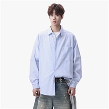 衬衫男春季新款港风宽松大码条纹长袖衬衣CS801-特P29，男装衬衫，星座214-3