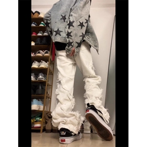 【有货】DK1056-P55美式高街vibe结构设计毛边牛仔裤男高级感长裤图片