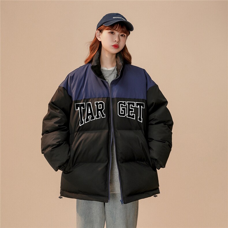 中性22冬季新款字母印花拼色立领棉服TPMY255P85控138特批无差价,男装棉衣,A247A