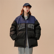 中性22冬季新款字母印花拼色立领棉服TPMY255P85控138特批无差价，男装棉衣，A247A