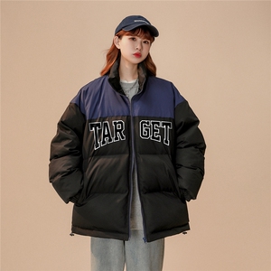 中性22冬季新款字母印花拼色立领棉服TPMY255P85控138特批无差价
