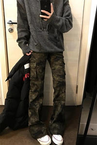 【网图】B221美式ins高街暗黑微喇迷彩牛仔裤LK25462-特P45控78图片