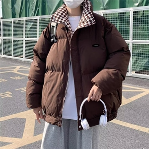 2025秋冬新款棋盘格棉衣外套复古港风宽松面包服棉服 M9903图片