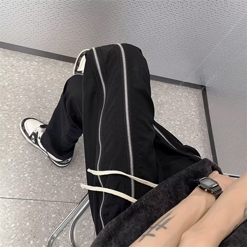 美式机能冲锋裤男夏潮牌高街修身直筒拉链开叉休闲裤子K0661-P43,男装休闲裤,星座308B-1
