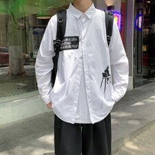 春季日系复古潮牌印花衬衫男士原宿港风长袖衬衣潮流W1600-P32，男装衬衫，星座512-4