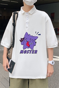 PL57087-P35 翻领短袖polo衫男大码胖子半袖t恤男有领保罗衫 模特图片